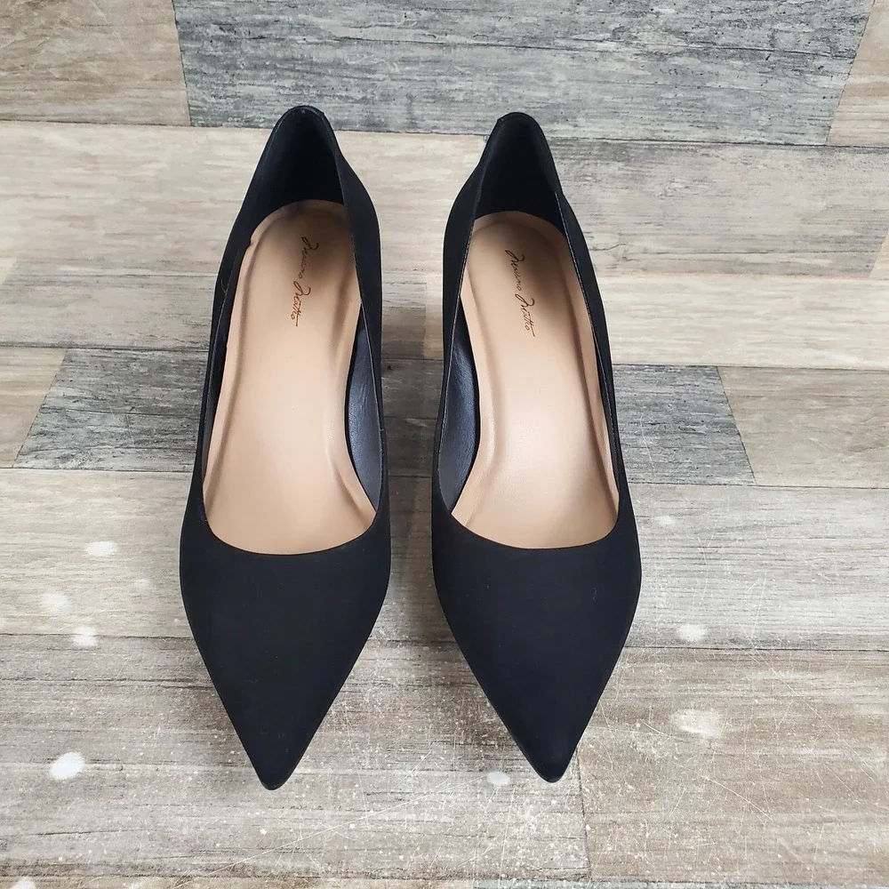 Massimo Matteo Daisy Womens Pumps Sz 8 M Block Heel Black Nubuck Slip-On Shoes